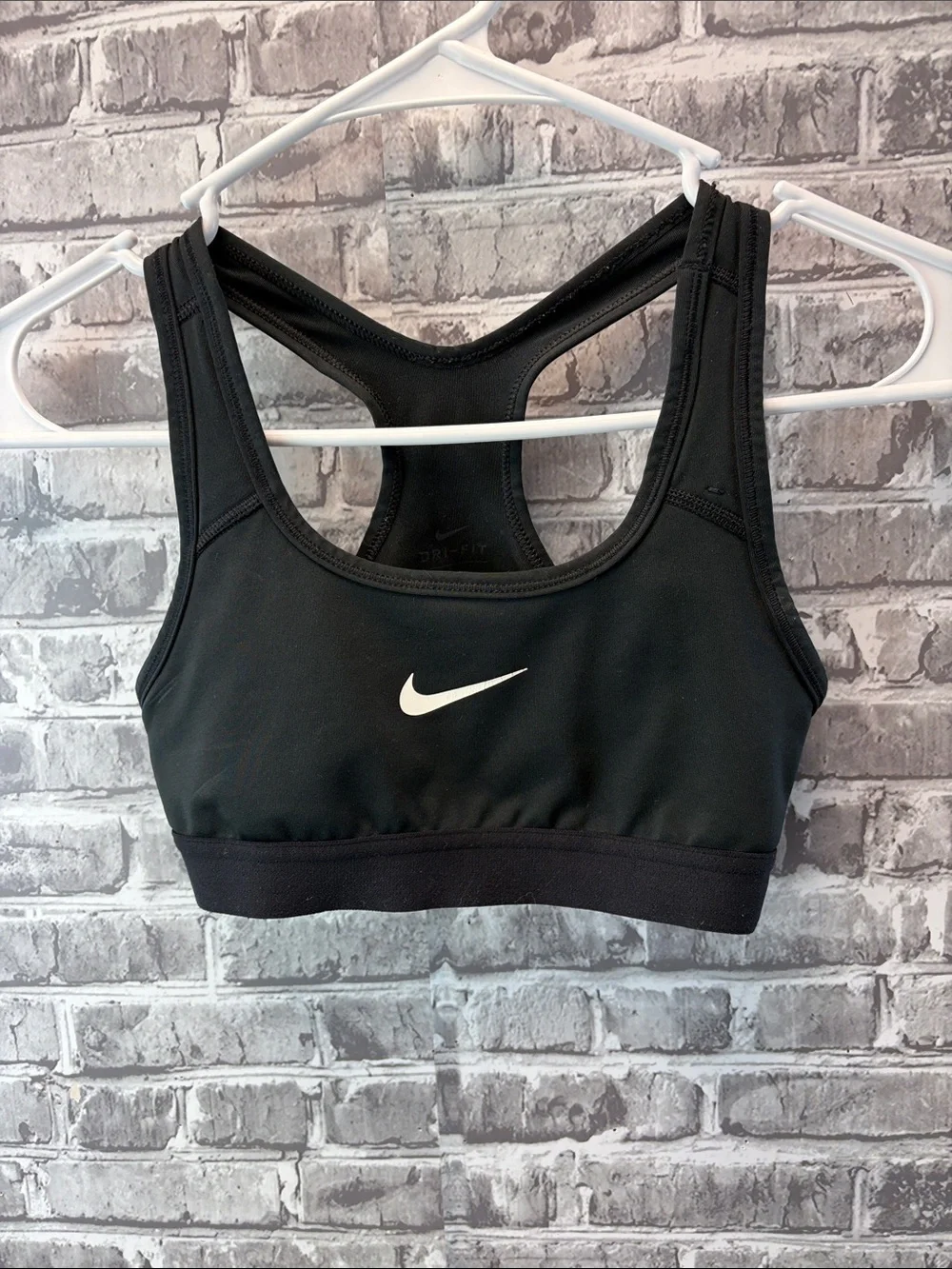 Nike Black Racerback Dri-FIT Sports Bra with White Swoosh
